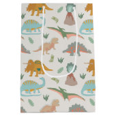 Dinosaurs Kids Hand Drawn Boho Dinosaur Pattern Mittlere Geschenktüte (Rückseite)