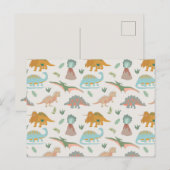 Dinosaurs Kids Hand Drawn Boho Dinosaur Pattern Postkarte (Vorne/Hinten)