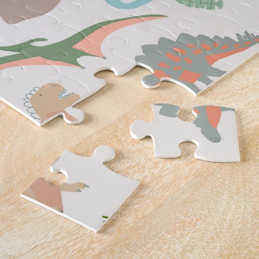 Dinosaurs Kids Hand Drawn Boho Dinosaur Pattern Puzzle (Seite)