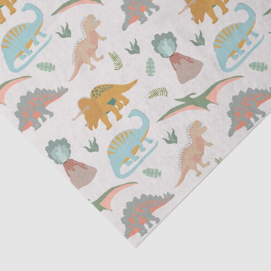 Dinosaurs Kids Hand Drawn Boho Dinosaur Pattern Seidenpapier (Ausschnitt)