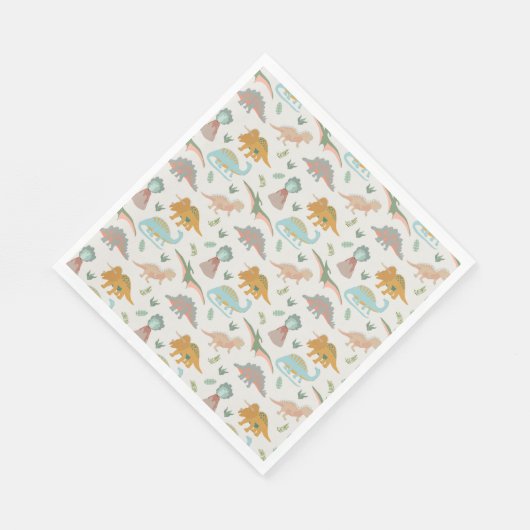 Dinosaurs Kids Hand Drawn Boho Dinosaur Pattern Serviette (Ecke)