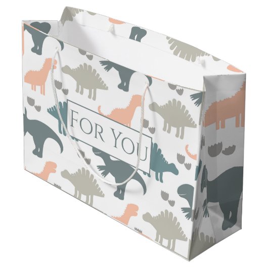 Dinosaurs Pattern Große Geschenktüte (Rückseite Schrägansicht)