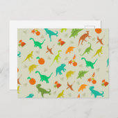Dinosaurs Pattern Postkarte (Vorne/Hinten)