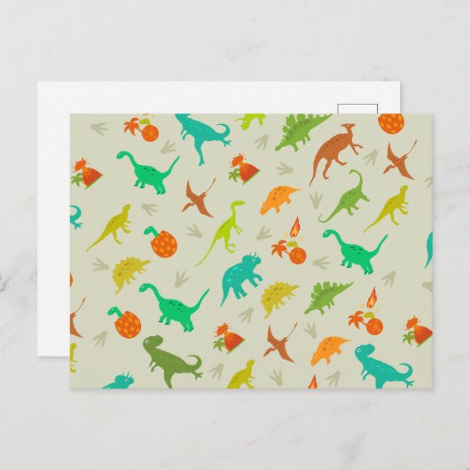 Dinosaurs Pattern Postkarte (Vorne/Hinten)