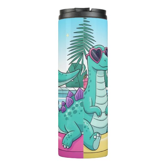 Dinosaurs Pool Party Summer Fun Thermosbecher (Rückseite)