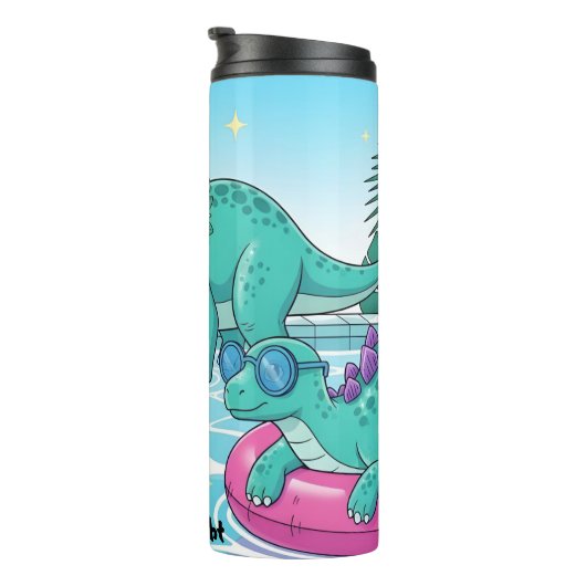 Dinosaurs Pool Party Summer Fun Thermosbecher (Nach rechts gedreht)