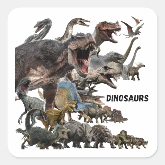 Dinosaurs quadratischer aufkleber (Vorderseite)