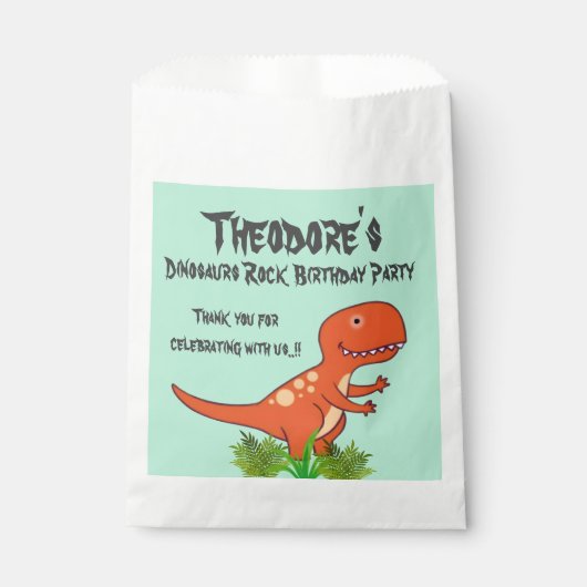 Dinosaurs Rock Birthday Party Geschenktütchen (Vorderseite)