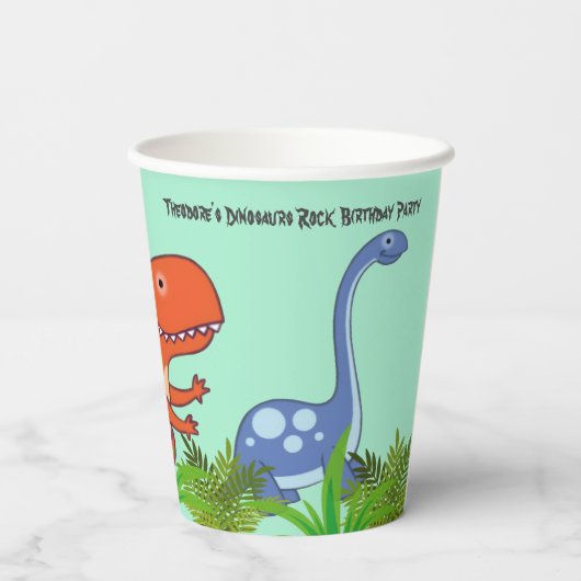 Dinosaurs Rock Birthday Party Pappbecher (Rückseite)