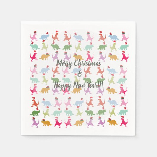 Dinosaurs Santa Mood Serviette (Vorderseite)