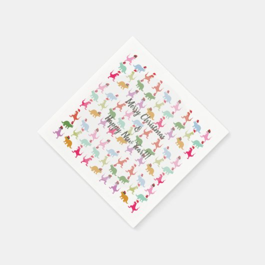 Dinosaurs Santa Mood Serviette (Ecke)