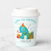 Dinosaurs Stomp Chomp and roar birhtday Boy Pappbecher (Rückseite)