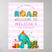 Dinosaurs Stomp Chomp and roar Birthday Girl Poster (Vorne)