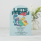 Dinosaurs Themed Boy Birthday Invitation  Einladung (Stehend Vorderseite)