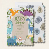 Dinosaurs, Volcano, T-Rex Baby Shower Theme Einladung
