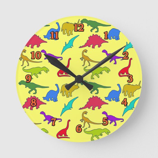Dinosaurs Wall Clock Runde Wanduhr (Vorderseite)