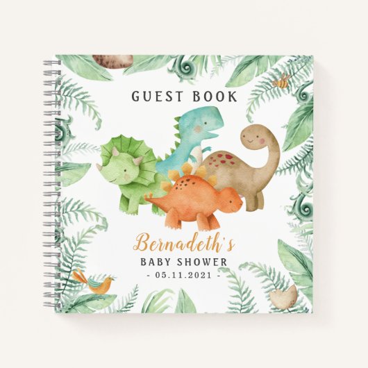 Dinosaurs Wild Baby Shower Gästebuch Notizblock (Vorderseite)