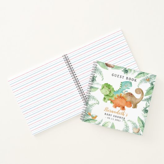 Dinosaurs Wild Baby Shower Guest Book Notizblock (Innenseite)
