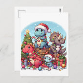 Dinosaurus Christmas , Postkarte (Vorne/Hinten)