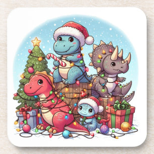 Dinosaurus Weihnachten ,  Getränkeuntersetzer