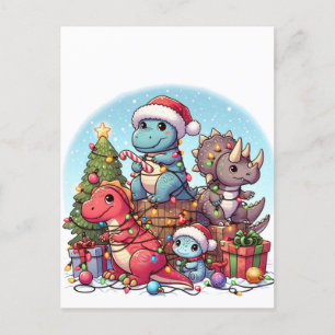 Dinosaurus Weihnachten ,  Postkarte
