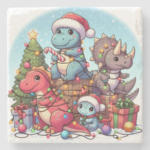 Dinosaurus Weihnachten ,  Steinuntersetzer