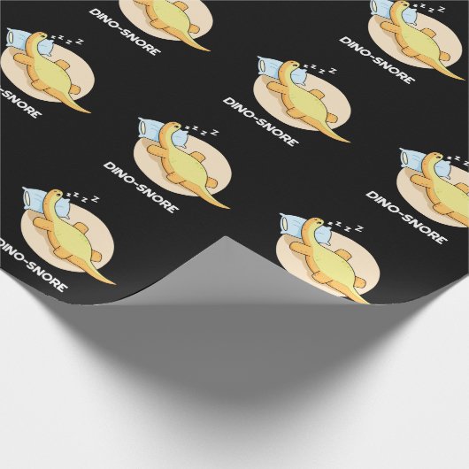 Dinosnore Funny Sleeping Dinosaur Pun Dark BG Geschenkpapier (Ecke)