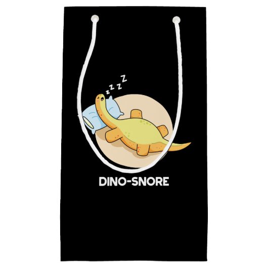 Dinosnore Funny Sleeping Dinosaur Pun Dark BG Kleine Geschenktüte (Vorderseite)