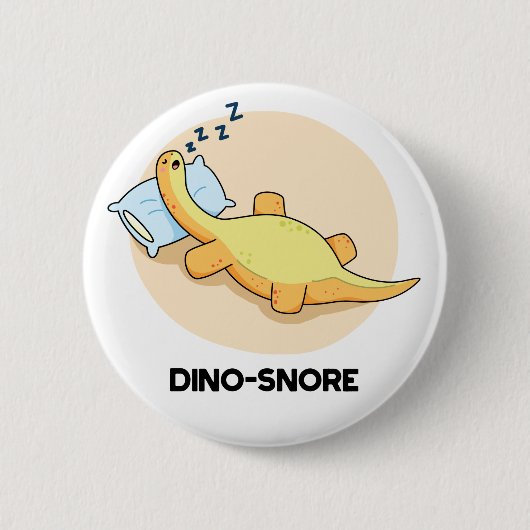 Dinosnore Funny Sleeping Dinosaurier Pun Button (Vorderseite)
