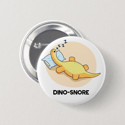 Dinosnore Funny Sleeping Dinosaurier Pun Button (Vorne & Hinten)