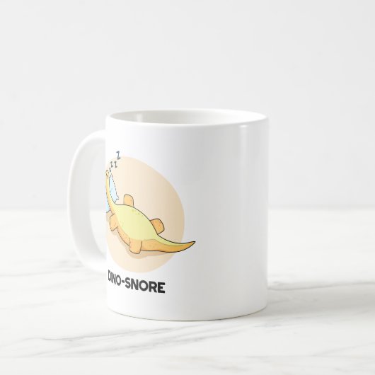 Dinosnore Funny Sleeping Dinosaurier Pun Kaffeetasse (Vorderseite Links)