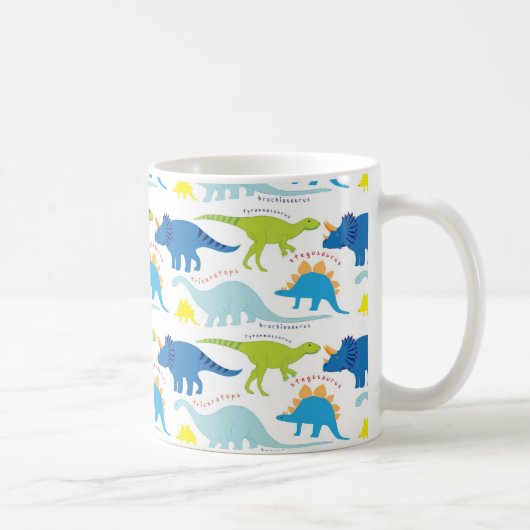 Dinosuar entwirft blaue und grüne Muster Dino Gesc Kaffeetasse (Rechts)