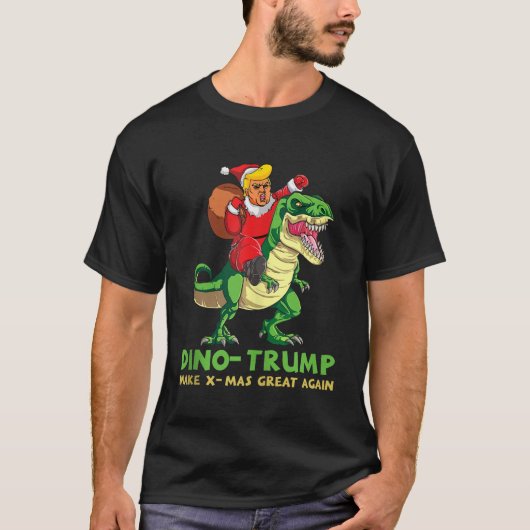 Dinotrump Funny Trump Riding Dinosaur Christmas Sa T-Shirt (Vorderseite)