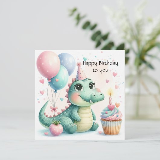Dinozaur birthday Personalize Custom card (Stehend Vorderseite)