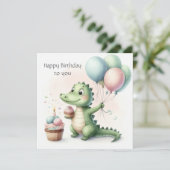 dinozaur birthday Personalize Custom Karte (Stehend Vorderseite)