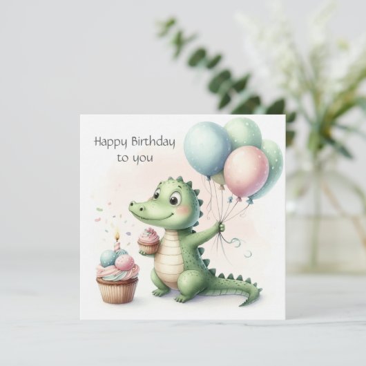 dinozaur birthday Personalize Custom Karte (Stehend Vorderseite)