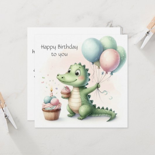 dinozaur birthday Personalize Custom Karte (Vorderseite/Rückseite Beispiel)