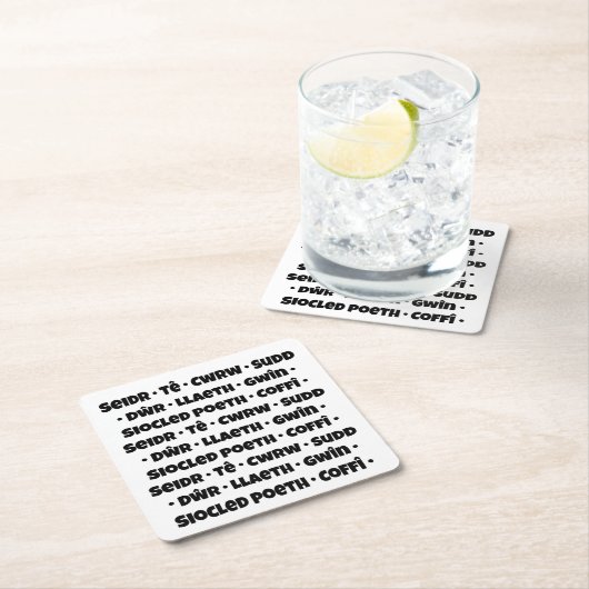 Diodydd/Getränke (Waliser) Rechteckiger Pappuntersetzer (Vor Ort)