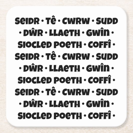 Diodydd/Getränke (Waliser) Rechteckiger Pappuntersetzer (Vorderseite)