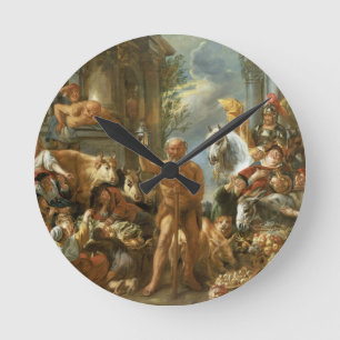 Diogenes, der nach einem ehrlichen Mann, c.1650-55 Runde Wanduhr