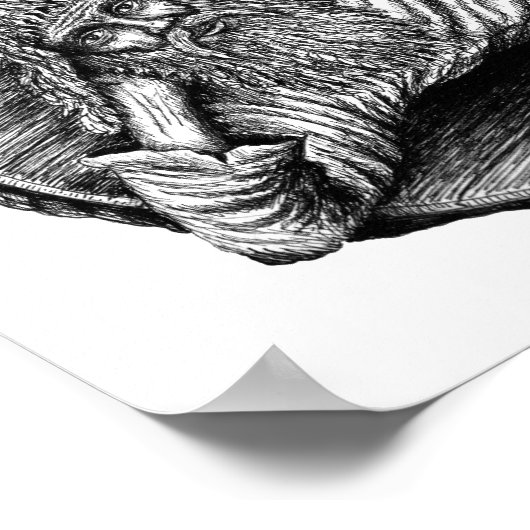 Diogenes Surreal Pen Tinte schwarz-weiß zeichnend Poster (Ecke)