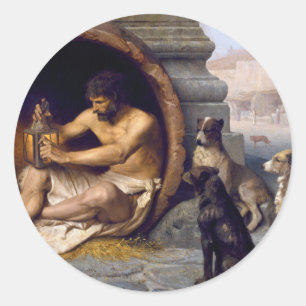 Diogenes, umgeben von Hunden - von Jean Leon Gerom Runder Aufkleber
