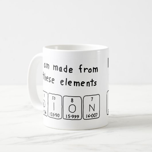 Dion Namen-Tasse periodischer Tabelle Kaffeetasse (Vorderseite Links)