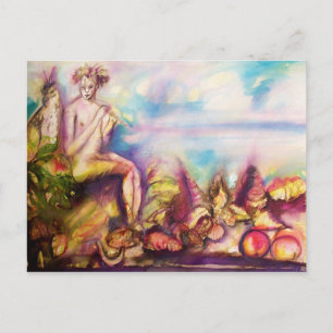 DIONYSOS ,Flöte spielend mit Meeresmuscheln und Fr Postkarte