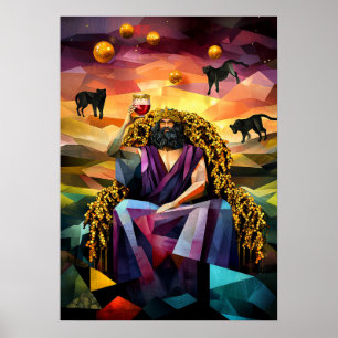 Dionysos - Minimalistische kubistische Legende - W Poster