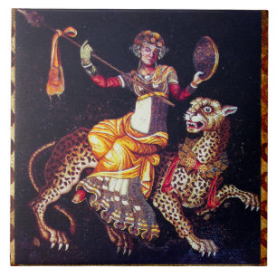 DIONYSOS MIT EINEM SPEER REITEND AUF EINEM LEOPARD FLIESE