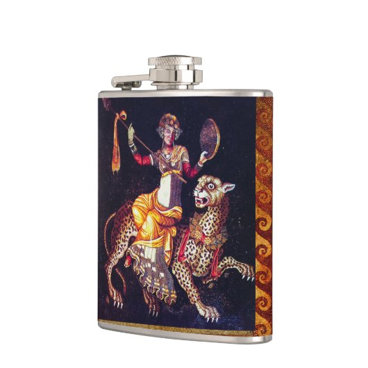 DIONYSOS MIT EINER SPEAR REITENDEN LEOPARD-griechi Flachmann (Links)