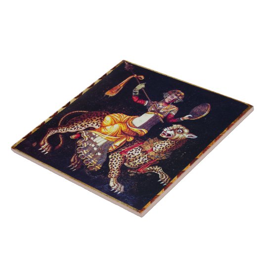 DIONYSOS MIT EINER SPEAR REITENDEN LEOPARD-griechi Fliese (Seite)