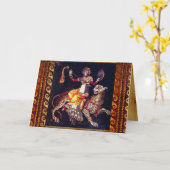 DIONYSOS MIT EINER SPEAR REITENDEN LEOPARD-griechi Karte (Gelbe Blume)