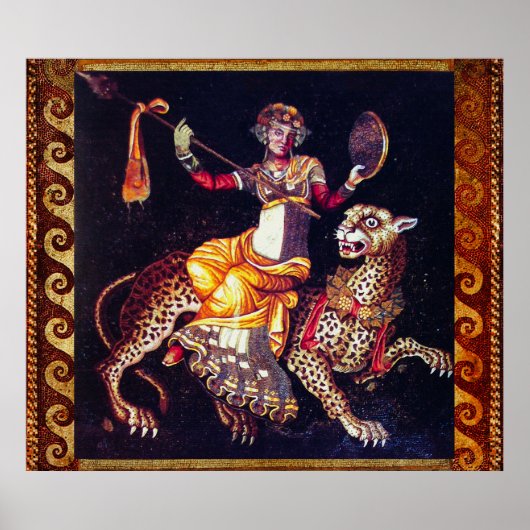 DIONYSOS MIT EINER SPEAR REITENDEN LEOPARD-griechi Poster (Vorne)